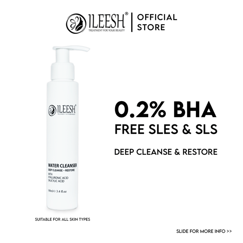 ILEESH Water Cleanser 100ml (Deep Cleanse & Restore) - Acne, Combination and Oily Skin Suggested